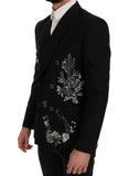 Dolce & Gabbana Black Floral Sequined Embroidery Blazer Jacket
