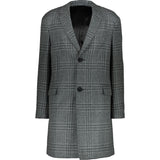 LANVIN Men's Charcoal Grey Wool Prince Of Wales Check Oversized Overcoat
