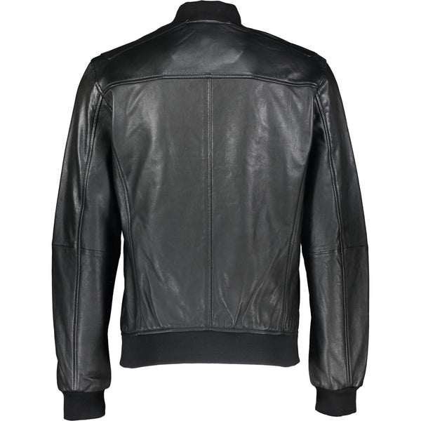 REPLAY Men's Black Sheepskin Leather Bomber Jacket