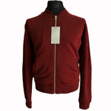 Maison Margiela Calfskin leather Elbow Patch Bordeaux Zip Sweatshirt Jacket Made in Italy